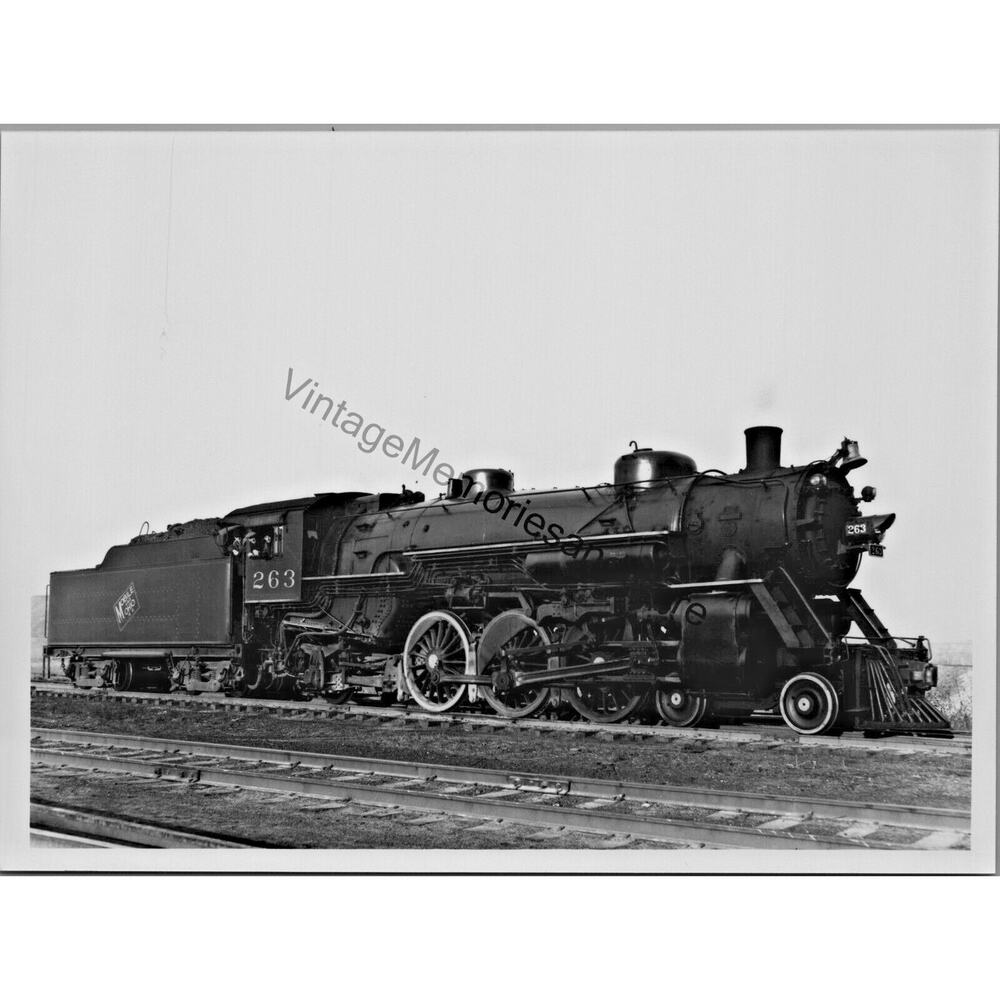 Vtg Mobile & Ohio Railroad M. O. 263 Steam Locomotive 5"x7" Real Photo T2-534